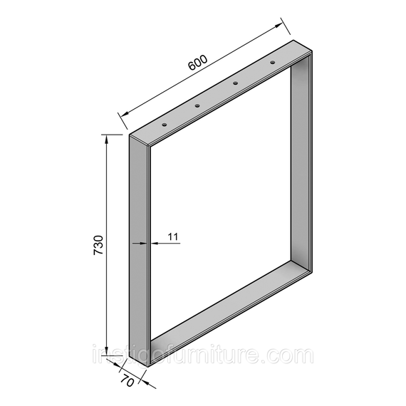 Комплект опор для столу з металу 600×70mm, H=730mm (профільна труба: 70x11mm) Сірий | Зображення 5