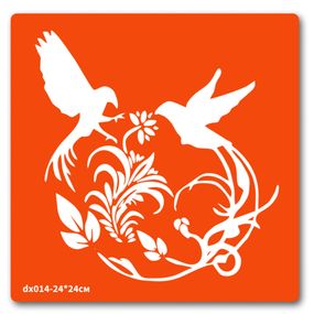 Трафарет для біо-тату Пташки dx014-24*24см, розмір 24 х 24см