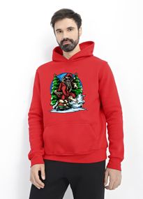 Худі чоловіче червоне з принтом "Санта на скейті", 2XL