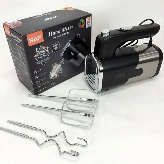 Ручной миксер кухонный R-6630 5 скоростей 2 насадки черный | Зображення 1