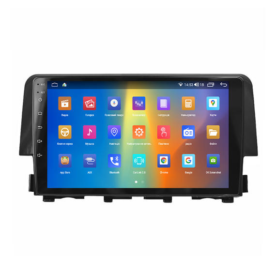 Штатная магнитола 9" Lesko для Honda Civic X 2015-2021 2/32Gb CarPlay 4G Wi-Fi GPS Prime 8 ядер охлаждение | Зображення 1