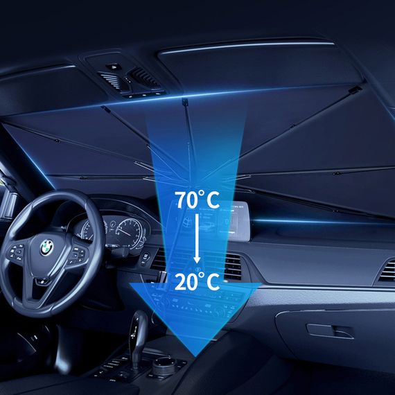 Сонцезахисна парасолька для автомобіля (1.40x0.80m) Black | Зображення 5