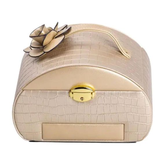 Скринька для прикрас з еко шкіри 3 яруси із замком органайзер для ювелірних виробів HP-5-21GOLD