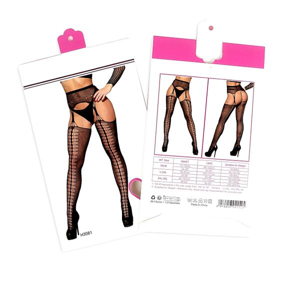 Колготки з імітацією панчохи Star Night з вирізами, чорні, XS-M sexstyle | Зображення 4