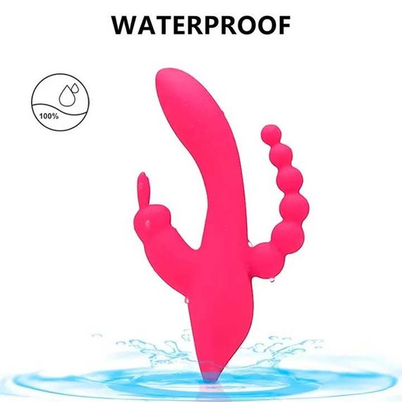 Вагинально-анальный вибратор Super Rebbit 3в1 12 режимов Фуксия | Зображення 5