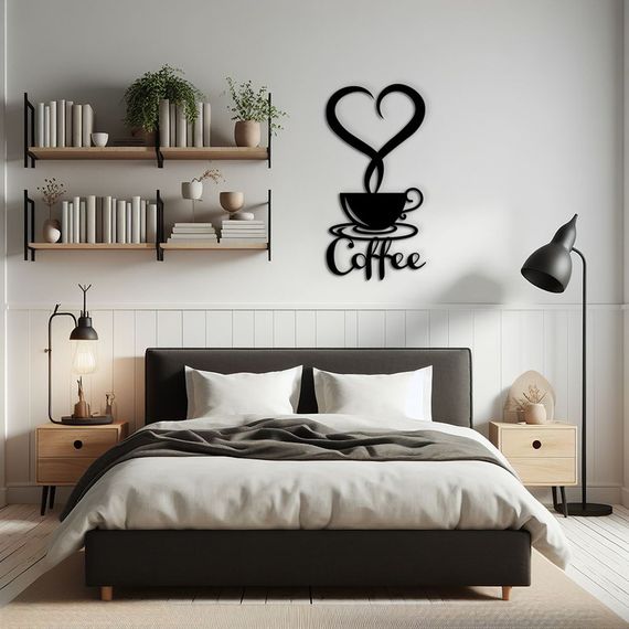 Декоративное панно из дерева Woodyard Кофе - это Любовь  50x25 см черный (16004-50х25) | Зображення 5