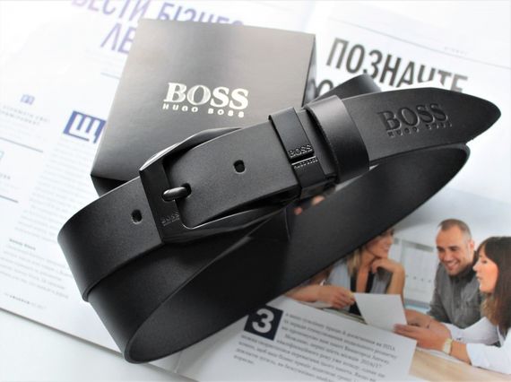 Мужской подарочный набор Hugo Boss ремень и кошелек черные | Зображення 6