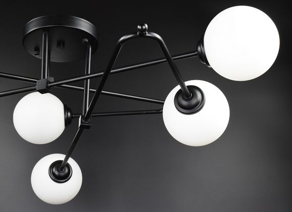 Люстра стельова на 6 лампочок 26960 Чорний 18х90х90 см. | Зображення 7