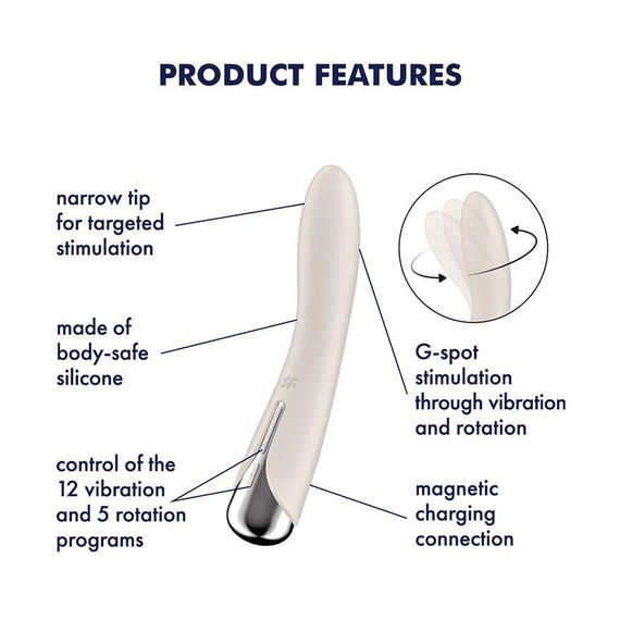 Вібратор точки G з обертанням Satisfyer Spinning Vibe 1 Beige, 2 мотори sexstyle | Зображення 6