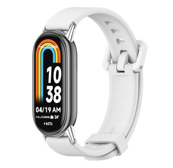 Силиконовый ремешок Mijobs для фитнес браслета Xiaomi Mi Smart Band 8 - White