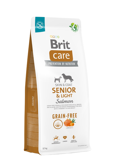 Сухий корм для старіючих собак Brit Care Dog Grain-free Senior & Light беззерновий з лососем 12 кг