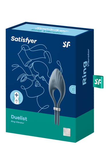 Регульована ерекційна каблучка з вібрацією SATISFYER DUELIST DARK синій Sex Aura | Зображення 2