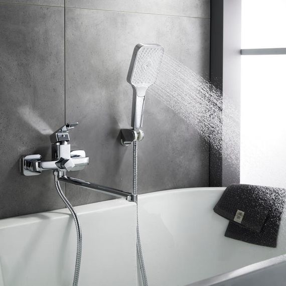 Смеситель латунный для ванны Lidz Orion 005 с поворотным изливом (c душевым гарнитуром) (k35) LDORI005CRM48094 Chrome | Зображення 8