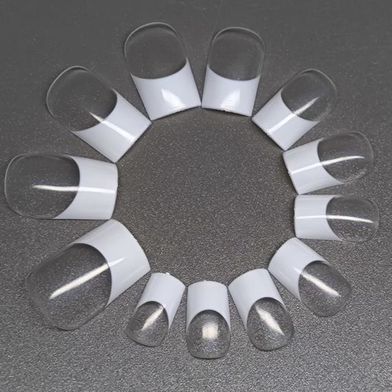 Гелевые типсы для наращивания френч 120шт (короткий квадрат) в боксе | Зображення 2