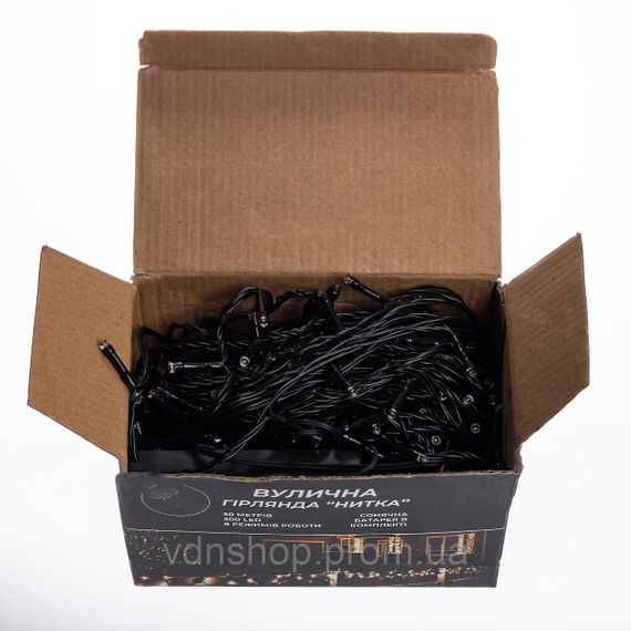 Новогодняя гирлянда уличная 30 м 300 LED с солнечной батареей черный провод Белый SB300L30MBW | Зображення 6