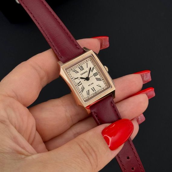 Жіночий годинник Casio LTP-B190RGL-4B з червоним ремінцем та корпусом рожеве золото | Зображення 3