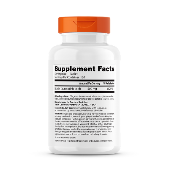 Витамин В3 (ниацин), Niacin, Doctor's Best, 500 мг, 120 таблеток | Зображення 1
