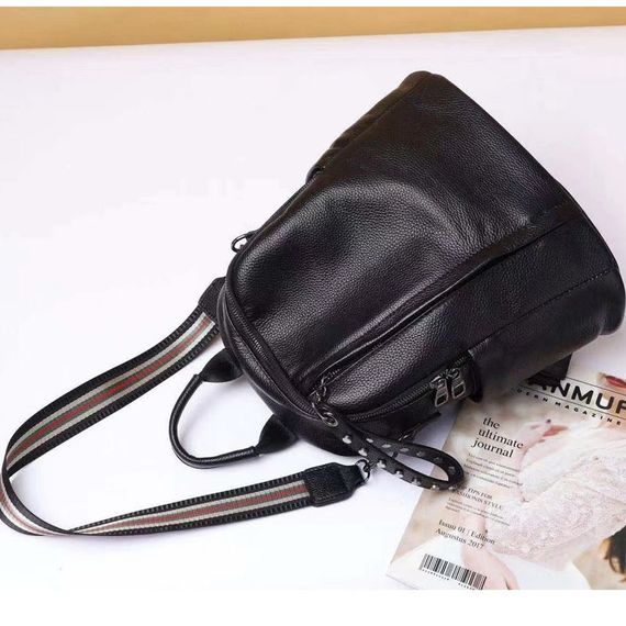 Шкіряний класичний жіночий рюкзак чорний 94083 | Зображення 3