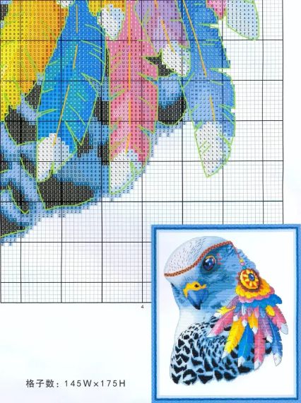 Набор для вышивания по нанесённой на канву схеме "Rainbow eagle ". AIDA 14CT printed , 34*40 см | Зображення 4