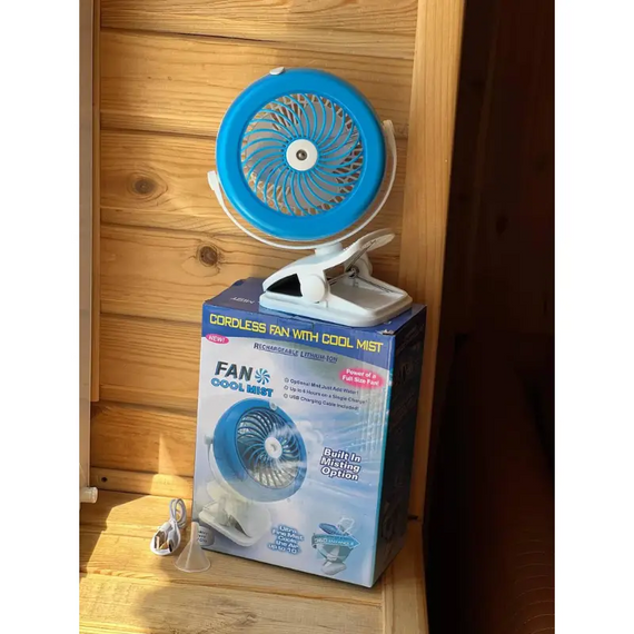 Мінівентилятор USB з прищіпкою та функцією розпилювання води Mini fan AND, акумуляторний + USB | Зображення 7