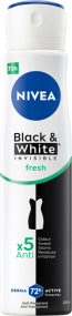 NIVEA Black & White Invisible Антиперспірант-спрей, Fresh 72 години,  250 мл