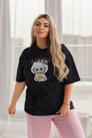 Жіноча вільна футболка Labubu варена тай дай колір чорний, розмір 50/52, GF05256