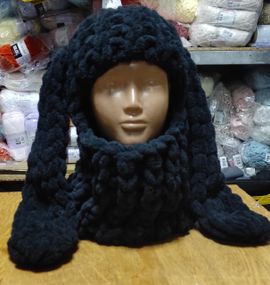 Балаклава колір 60 плюшева з вушками зайчик чорна puffy