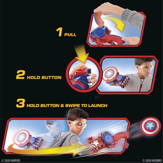 Дисковий бластер Nerf Marvel Captain America Shield Sling Рукавичка, що запускає щит Капітана Америки | Зображення 7