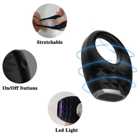 Вибрационное эрекционное кольцо Every Night Toys с подсветкой, белое sexstyle | Зображення 6