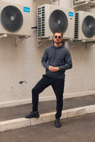 Костюм зима двоколірка чорно-сірий L XXL