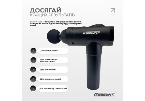 Перкусійний масажер для спини EasyFit Vibe 6 насадок, 30 режимів (EF-2072) | Зображення 1