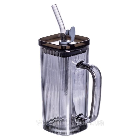 Кружка скляна з кришкою та трубочкою 280 (мл) чашка з трубочкою та кришкою на подарунок HP-19-52