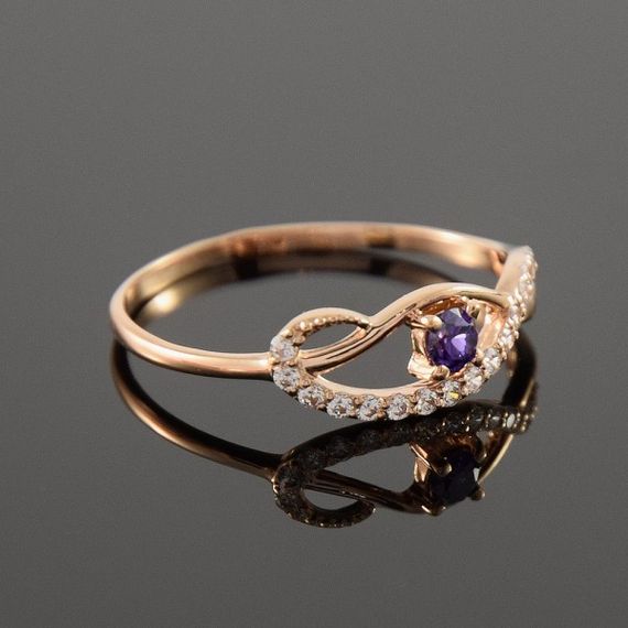 Кольцо из красного золота с аметистом 19 | Зображення 2