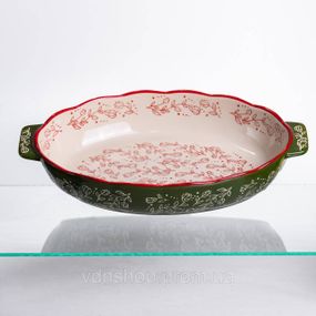 Форма для запекания Vintage 35×22×5 (см) овальная с ручками Зеленая HM05-03