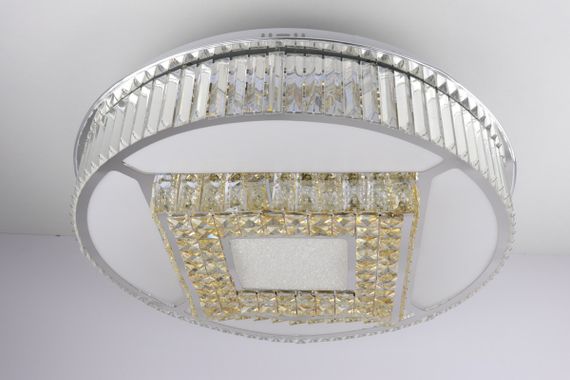 Люстра стельова кришталева LED з пультом 25678 Хром 19х72х72 см. | Зображення 5