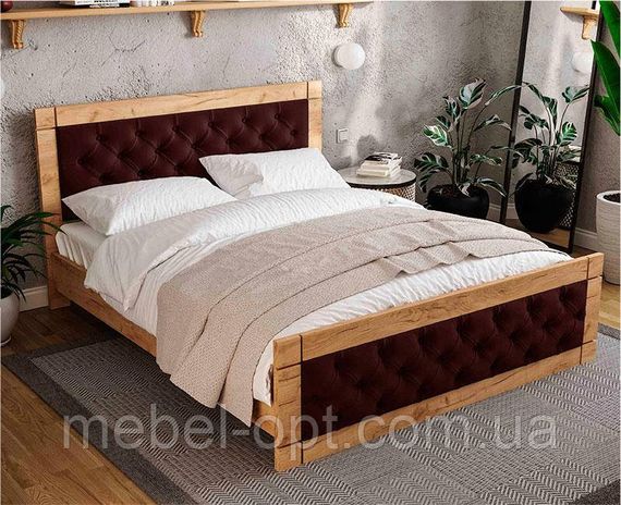 Ліжко двоспальне Natali 180x200 см Дуб Тахо/велюр Espresso (коричневий) вибір кольору оббивки | Зображення 8