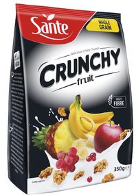 Кранчи (мюсли) цельнозерновые с кусочками фруктов, Sante  350г, сухие завтраки фитнес, смесь овсяных злаков