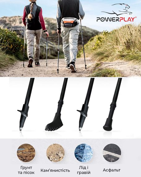 Палиці для скандинавської ходьби PowerPlay 9104 Lykke 80-135 см (пара) | Зображення 3