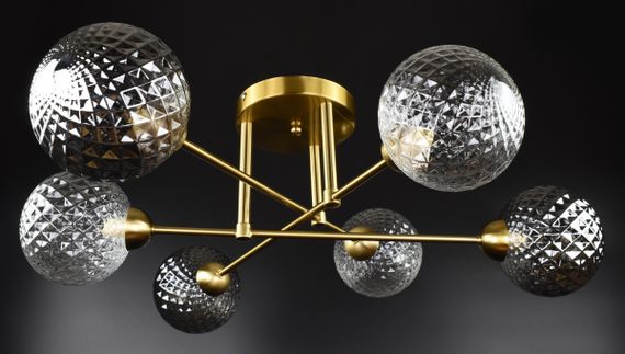 Люстра стельова на 6 лампочок 26787 Латунь 25х67х67 см. | Зображення 2