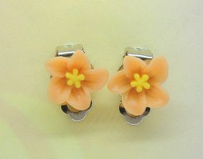 Сережки кліпси дитячі для вух без пробивання квітка Помаранчевий  Жасмин