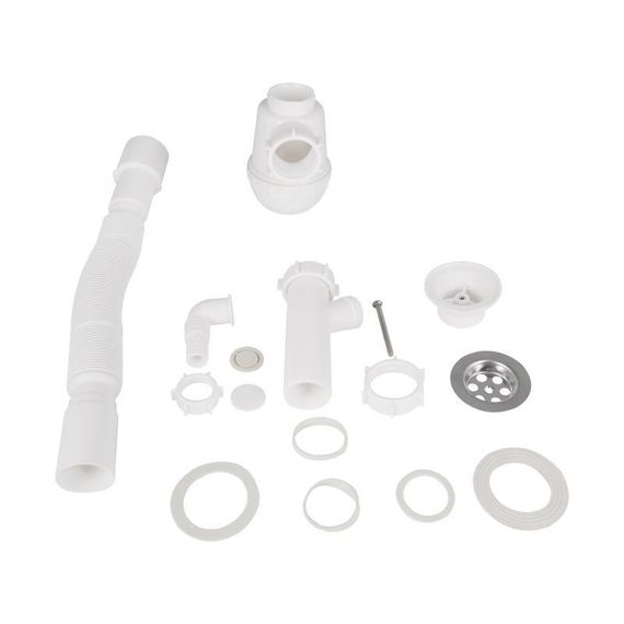 Сифон для кухонной мойки Lidz (WHI) 60 05 M002 00 с отводом для стиральной машины (выход 40/50 мм) | Зображення 2