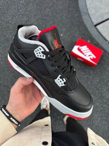 Зимові кросівки Nike Air Jordan 4 Retro (black & red)