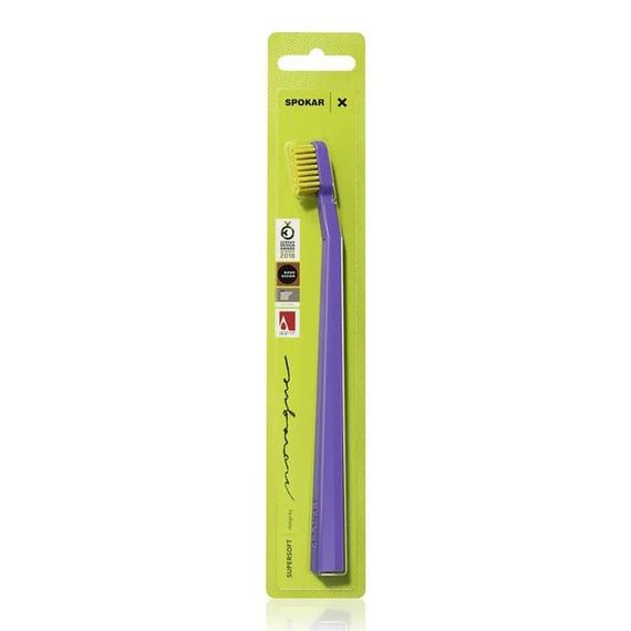 Зубна щітка Spokar 3429 X Super Soft (супер м'яка), діаметр щетинок 0,12мм., фіолетова з жовтим