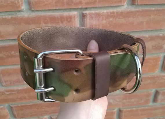 Кожаный ошейник для собак "Lockdog" цвет хаки | Зображення 1