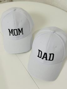 Комплект кепок бейсболка парна Тато Мама (Dad Mom) 56-60р Білий  (8089)