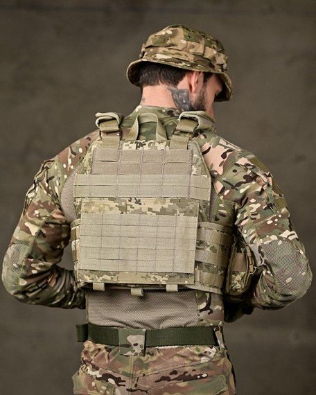 Тактическая плитоноска с четырьмя  точками быстрого сброса  Asdag пиксель ТТ2615 | Зображення 3