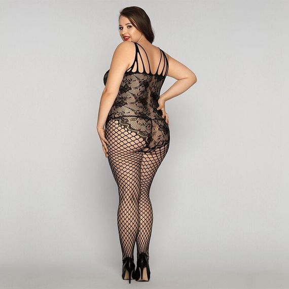 Сетчатый бодистокинг JSY «Нежная Люси» Plus Size, black, имитация боди, имитация шнуровки sexstyle | Зображення 3