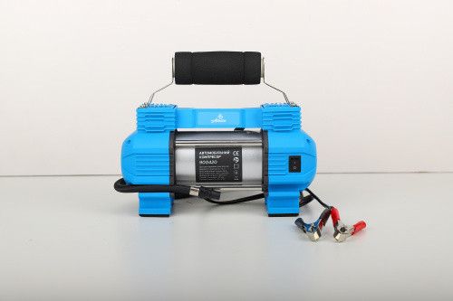 Компресор автомобільний двопоршневий (35 л/хв 8,2 Атм) з ліхтарем, кручений шланг, клеми АКБ 12 Atelie