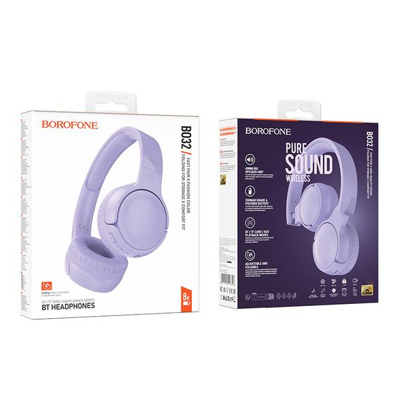 Накладні бездротові навушники BOROFONE BO32 Show Purple | Зображення 2