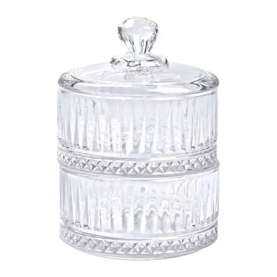 Цукерниця скляна дворівнева Ø 10 см кругла HP-YH-71 | Зображення 1